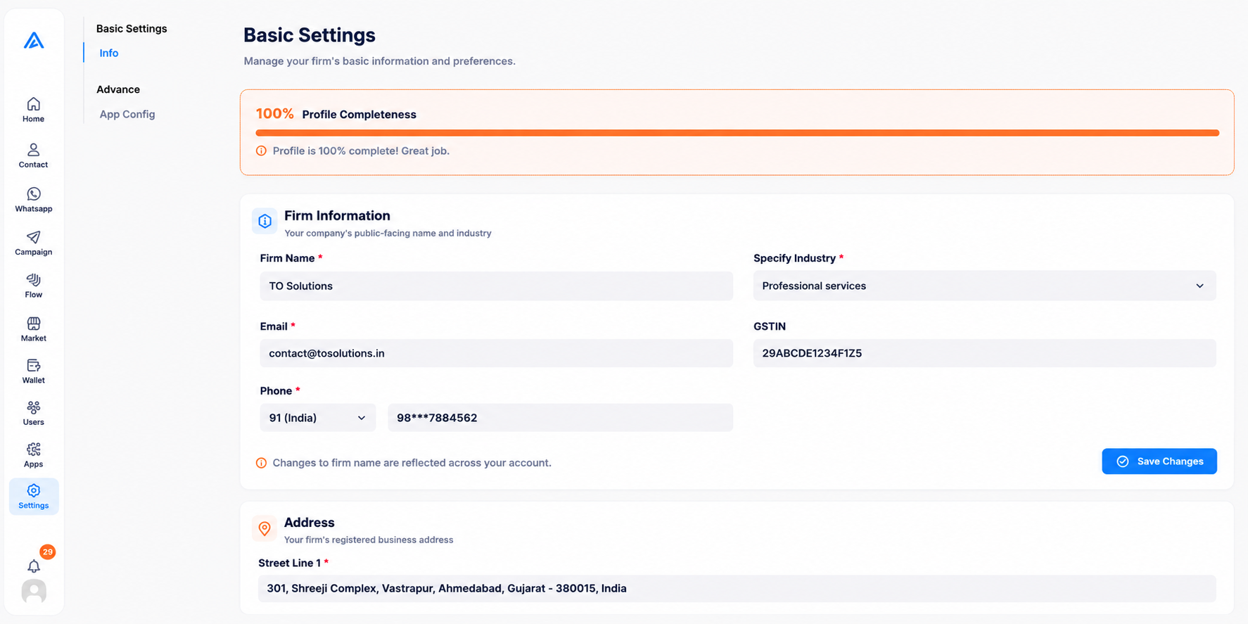 Settings Info